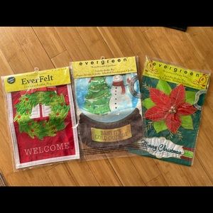 3 Christmas Holiday Garden Flags